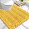 image:imageSmiry Thick Chenille Bathroom Rugs 30x20 Extra Soft Absorbent Striped Bath Rugs Rubber Backing Machine Wash Dry Bath Mats for Bathroom Floor Tub Shower Home Decor Accessories GreyYellow