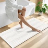 image:imageSmiry Thick Chenille Bathroom Rugs 30x20 Extra Soft Absorbent Striped Bath Rugs Rubber Backing Machine Wash Dry Bath Mats for Bathroom Floor Tub Shower Home Decor Accessories GreyIvory