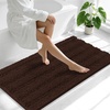 image:imageSmiry Thick Chenille Bathroom Rugs 30x20 Extra Soft Absorbent Striped Bath Rugs Rubber Backing Machine Wash Dry Bath Mats for Bathroom Floor Tub Shower Home Decor Accessories GreyBrown