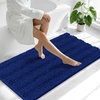 image:imageSmiry Thick Chenille Bathroom Rugs 30x20 Extra Soft Absorbent Striped Bath Rugs Rubber Backing Machine Wash Dry Bath Mats for Bathroom Floor Tub Shower Home Decor Accessories GreyNavy