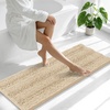 image:imageSmiry Thick Chenille Bathroom Rugs 30x20 Extra Soft Absorbent Striped Bath Rugs Rubber Backing Machine Wash Dry Bath Mats for Bathroom Floor Tub Shower Home Decor Accessories GreyBeige