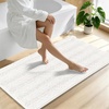 image:imageSmiry Thick Chenille Bathroom Rugs 30x20 Extra Soft Absorbent Striped Bath Rugs Rubber Backing Machine Wash Dry Bath Mats for Bathroom Floor Tub Shower Home Decor Accessories GreyIvory