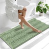 image:imageSmiry Thick Chenille Bathroom Rugs 30x20 Extra Soft Absorbent Striped Bath Rugs Rubber Backing Machine Wash Dry Bath Mats for Bathroom Floor Tub Shower Home Decor Accessories GreySage Green