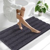 image:imageSmiry Thick Chenille Bathroom Rugs 30x20 Extra Soft Absorbent Striped Bath Rugs Rubber Backing Machine Wash Dry Bath Mats for Bathroom Floor Tub Shower Home Decor Accessories GreyDark Grey