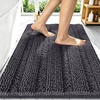 image:imageSmiry Thick Chenille Bathroom Rugs 30x20 Extra Soft Absorbent Striped Bath Rugs Rubber Backing Machine Wash Dry Bath Mats for Bathroom Floor Tub Shower Home Decor Accessories GreyDark Grey