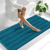 image:imageSmiry Thick Chenille Bathroom Rugs 30x20 Extra Soft Absorbent Striped Bath Rugs Rubber Backing Machine Wash Dry Bath Mats for Bathroom Floor Tub Shower Home Decor Accessories GreyPeacock Blue