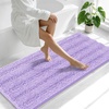 image:imageSmiry Thick Chenille Bathroom Rugs 30x20 Extra Soft Absorbent Striped Bath Rugs Rubber Backing Machine Wash Dry Bath Mats for Bathroom Floor Tub Shower Home Decor Accessories GreyLavender