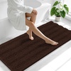 image:imageSmiry Thick Chenille Bathroom Rugs 30x20 Extra Soft Absorbent Striped Bath Rugs Rubber Backing Machine Wash Dry Bath Mats for Bathroom Floor Tub Shower Home Decor Accessories GreyBrown