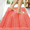 image:imageSmiry Thick Chenille Bathroom Rugs 30x20 Extra Soft Absorbent Striped Bath Rugs Rubber Backing Machine Wash Dry Bath Mats for Bathroom Floor Tub Shower Home Decor Accessories GreyCoral