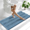 image:imageSmiry Thick Chenille Bathroom Rugs 30x20 Extra Soft Absorbent Striped Bath Rugs Rubber Backing Machine Wash Dry Bath Mats for Bathroom Floor Tub Shower Home Decor Accessories GreyAiry Blue
