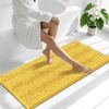 image:imageSmiry Thick Chenille Bathroom Rugs 30x20 Extra Soft Absorbent Striped Bath Rugs Rubber Backing Machine Wash Dry Bath Mats for Bathroom Floor Tub Shower Home Decor Accessories GreyYellow