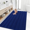 image:imageSmiry Thick Chenille Bathroom Rugs 30x20 Extra Soft Absorbent Striped Bath Rugs Rubber Backing Machine Wash Dry Bath Mats for Bathroom Floor Tub Shower Home Decor Accessories GreyNavy