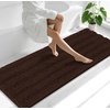 image:imageSmiry Thick Chenille Bathroom Rugs 30x20 Extra Soft Absorbent Striped Bath Rugs Rubber Backing Machine Wash Dry Bath Mats for Bathroom Floor Tub Shower Home Decor Accessories GreyBrown