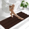 image:imageSmiry Thick Chenille Bathroom Rugs 30x20 Extra Soft Absorbent Striped Bath Rugs Rubber Backing Machine Wash Dry Bath Mats for Bathroom Floor Tub Shower Home Decor Accessories GreyBrown