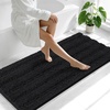 image:imageSmiry Thick Chenille Bathroom Rugs 30x20 Extra Soft Absorbent Striped Bath Rugs Rubber Backing Machine Wash Dry Bath Mats for Bathroom Floor Tub Shower Home Decor Accessories GreyBlack
