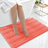 image:imageSmiry Thick Chenille Bathroom Rugs 30x20 Extra Soft Absorbent Striped Bath Rugs Rubber Backing Machine Wash Dry Bath Mats for Bathroom Floor Tub Shower Home Decor Accessories GreyCoral