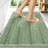 image:imageSmiry Thick Chenille Bathroom Rugs 30x20 Extra Soft Absorbent Striped Bath Rugs Rubber Backing Machine Wash Dry Bath Mats for Bathroom Floor Tub Shower Home Decor Accessories GreySage Green
