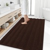 image:imageSmiry Thick Chenille Bathroom Rugs 30x20 Extra Soft Absorbent Striped Bath Rugs Rubber Backing Machine Wash Dry Bath Mats for Bathroom Floor Tub Shower Home Decor Accessories GreyBrown