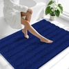 image:imageSmiry Thick Chenille Bathroom Rugs 30x20 Extra Soft Absorbent Striped Bath Rugs Rubber Backing Machine Wash Dry Bath Mats for Bathroom Floor Tub Shower Home Decor Accessories GreyNavy