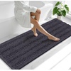 image:imageSmiry Thick Chenille Bathroom Rugs 30x20 Extra Soft Absorbent Striped Bath Rugs Rubber Backing Machine Wash Dry Bath Mats for Bathroom Floor Tub Shower Home Decor Accessories GreyDark Grey