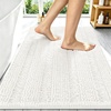 image:imageSmiry Thick Chenille Bathroom Rugs 30x20 Extra Soft Absorbent Striped Bath Rugs Rubber Backing Machine Wash Dry Bath Mats for Bathroom Floor Tub Shower Home Decor Accessories GreyIvory
