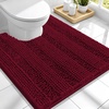 image:imageSmiry Thick Chenille Bathroom Rugs 30x20 Extra Soft Absorbent Striped Bath Rugs Rubber Backing Machine Wash Dry Bath Mats for Bathroom Floor Tub Shower Home Decor Accessories GreyBurgundy