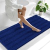 image:imageSmiry Thick Chenille Bathroom Rugs 30x20 Extra Soft Absorbent Striped Bath Rugs Rubber Backing Machine Wash Dry Bath Mats for Bathroom Floor Tub Shower Home Decor Accessories GreyNavy
