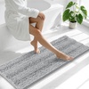 image:imageSmiry Thick Chenille Bathroom Rugs 30x20 Extra Soft Absorbent Striped Bath Rugs Rubber Backing Machine Wash Dry Bath Mats for Bathroom Floor Tub Shower Home Decor Accessories GreyLight Grey