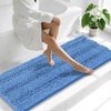 image:imageSmiry Thick Chenille Bathroom Rugs 30x20 Extra Soft Absorbent Striped Bath Rugs Rubber Backing Machine Wash Dry Bath Mats for Bathroom Floor Tub Shower Home Decor Accessories GreyCornflower Blue