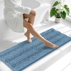 image:imageSmiry Thick Chenille Bathroom Rugs 30x20 Extra Soft Absorbent Striped Bath Rugs Rubber Backing Machine Wash Dry Bath Mats for Bathroom Floor Tub Shower Home Decor Accessories GreyAiry Blue