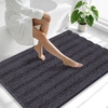 image:imageSmiry Thick Chenille Bathroom Rugs 30x20 Extra Soft Absorbent Striped Bath Rugs Rubber Backing Machine Wash Dry Bath Mats for Bathroom Floor Tub Shower Home Decor Accessories GreyDark Grey