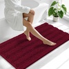 image:imageSmiry Thick Chenille Bathroom Rugs 30x20 Extra Soft Absorbent Striped Bath Rugs Rubber Backing Machine Wash Dry Bath Mats for Bathroom Floor Tub Shower Home Decor Accessories GreyBurgundy