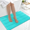 image:imageSmiry Thick Chenille Bathroom Rugs 30x20 Extra Soft Absorbent Striped Bath Rugs Rubber Backing Machine Wash Dry Bath Mats for Bathroom Floor Tub Shower Home Decor Accessories GreyTeal