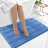 image:imageSmiry Thick Chenille Bathroom Rugs 30x20 Extra Soft Absorbent Striped Bath Rugs Rubber Backing Machine Wash Dry Bath Mats for Bathroom Floor Tub Shower Home Decor Accessories GreyCornflower Blue
