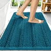 image:imageSmiry Thick Chenille Bathroom Rugs 30x20 Extra Soft Absorbent Striped Bath Rugs Rubber Backing Machine Wash Dry Bath Mats for Bathroom Floor Tub Shower Home Decor Accessories GreyPeacock Blue