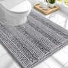image:imageSmiry Thick Chenille Bathroom Rugs 30x20 Extra Soft Absorbent Striped Bath Rugs Rubber Backing Machine Wash Dry Bath Mats for Bathroom Floor Tub Shower Home Decor Accessories GreyGrey