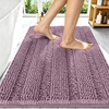 image:imageSmiry Thick Chenille Bathroom Rugs 30x20 Extra Soft Absorbent Striped Bath Rugs Rubber Backing Machine Wash Dry Bath Mats for Bathroom Floor Tub Shower Home Decor Accessories GreyDeep Plum