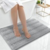 image:imageSmiry Thick Chenille Bathroom Rugs 30x20 Extra Soft Absorbent Striped Bath Rugs Rubber Backing Machine Wash Dry Bath Mats for Bathroom Floor Tub Shower Home Decor Accessories GreyLight Grey