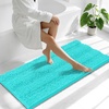image:imageSmiry Thick Chenille Bathroom Rugs 30x20 Extra Soft Absorbent Striped Bath Rugs Rubber Backing Machine Wash Dry Bath Mats for Bathroom Floor Tub Shower Home Decor Accessories GreyTeal