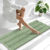 image:imageSmiry Thick Chenille Bathroom Rugs 30x20 Extra Soft Absorbent Striped Bath Rugs Rubber Backing Machine Wash Dry Bath Mats for Bathroom Floor Tub Shower Home Decor Accessories GreySage Green