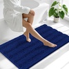 image:imageSmiry Thick Chenille Bathroom Rugs 30x20 Extra Soft Absorbent Striped Bath Rugs Rubber Backing Machine Wash Dry Bath Mats for Bathroom Floor Tub Shower Home Decor Accessories GreyNavy