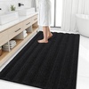 image:imageSmiry Thick Chenille Bathroom Rugs 30x20 Extra Soft Absorbent Striped Bath Rugs Rubber Backing Machine Wash Dry Bath Mats for Bathroom Floor Tub Shower Home Decor Accessories GreyBlack