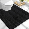 image:imageSmiry Thick Chenille Bathroom Rugs 30x20 Extra Soft Absorbent Striped Bath Rugs Rubber Backing Machine Wash Dry Bath Mats for Bathroom Floor Tub Shower Home Decor Accessories GreyBlack