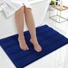 image:imageSmiry Thick Chenille Bathroom Rugs 30x20 Extra Soft Absorbent Striped Bath Rugs Rubber Backing Machine Wash Dry Bath Mats for Bathroom Floor Tub Shower Home Decor Accessories GreyNavy