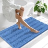 image:imageSmiry Thick Chenille Bathroom Rugs 30x20 Extra Soft Absorbent Striped Bath Rugs Rubber Backing Machine Wash Dry Bath Mats for Bathroom Floor Tub Shower Home Decor Accessories GreyCornflower Blue