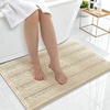 image:imageSmiry Thick Chenille Bathroom Rugs 30x20 Extra Soft Absorbent Striped Bath Rugs Rubber Backing Machine Wash Dry Bath Mats for Bathroom Floor Tub Shower Home Decor Accessories GreySand