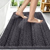 image:imageSmiry Thick Chenille Bathroom Rugs 30x20 Extra Soft Absorbent Striped Bath Rugs Rubber Backing Machine Wash Dry Bath Mats for Bathroom Floor Tub Shower Home Decor Accessories GreyDark Grey