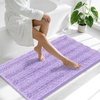 image:imageSmiry Thick Chenille Bathroom Rugs 30x20 Extra Soft Absorbent Striped Bath Rugs Rubber Backing Machine Wash Dry Bath Mats for Bathroom Floor Tub Shower Home Decor Accessories GreyLavender