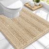 image:imageSmiry Thick Chenille Bathroom Rugs 30x20 Extra Soft Absorbent Striped Bath Rugs Rubber Backing Machine Wash Dry Bath Mats for Bathroom Floor Tub Shower Home Decor Accessories GreyBeige