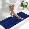 image:imageSmiry Thick Chenille Bathroom Rugs 30x20 Extra Soft Absorbent Striped Bath Rugs Rubber Backing Machine Wash Dry Bath Mats for Bathroom Floor Tub Shower Home Decor Accessories GreyNavy